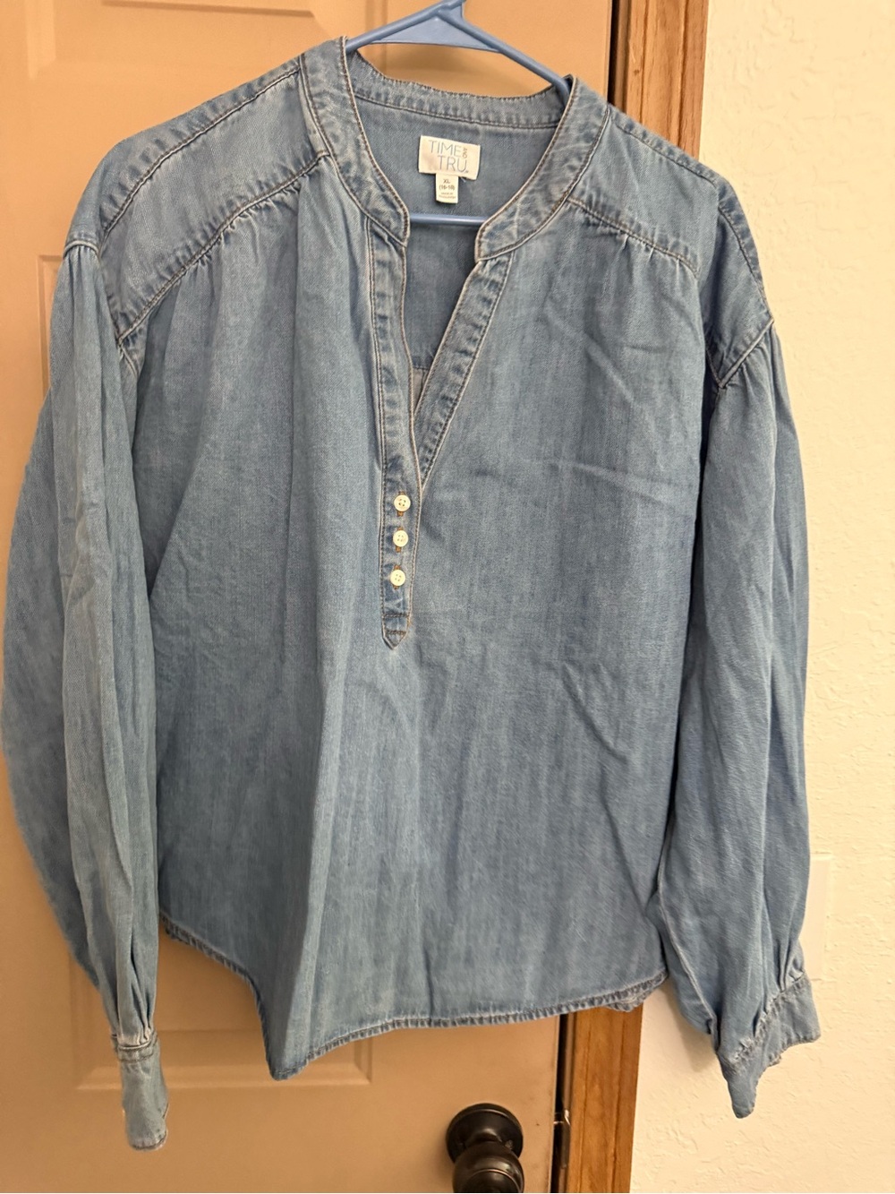 Time and Tru Light Blue Denim Top